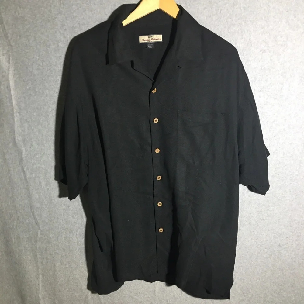 Mens Tommy Bahama Button Up Shirt Black Vintage Casual Beach Vacation